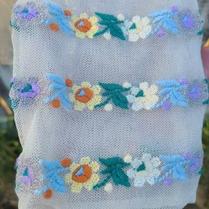 J. Jill Cream Sheer Mesh Blouse